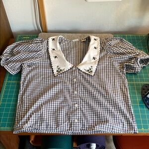 Levi’s Gingham Blouse with Floral Collar